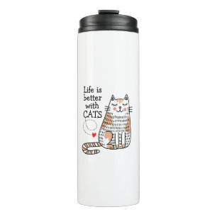 Het leven is beter met Cats Doodle Thermosbeker