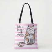 Het leven is beter met Cats Doodle Tote Bag (Voorkant)
