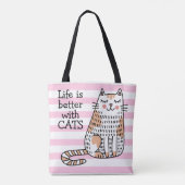 Het leven is beter met Cats Doodle Tote Bag (Achterkant)