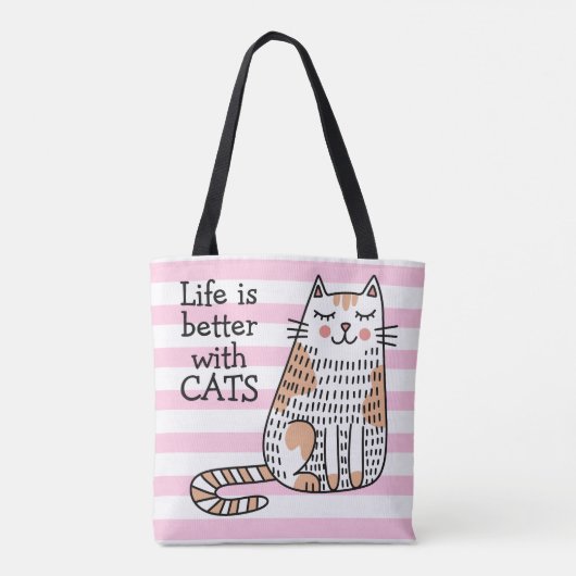 Het leven is beter met Cats Doodle Tote Bag (Achterkant)