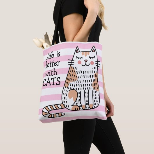Het leven is beter met Cats Doodle Tote Bag (Dichtbij)