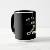 Het leven is beter met Cockatiel Parrot Birds eige Mok (Voorkant links)