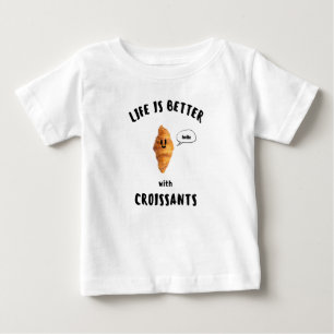 HET LEVEN IS BETER met CROISSANTS Zwart Schrift