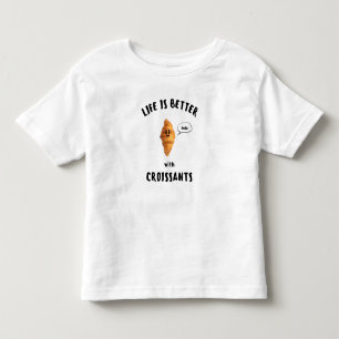 HET LEVEN IS BETER met CROISSANTS Zwarte Schrift Kinder Shirts