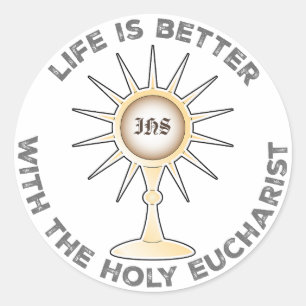 Het leven is beter met de Heilige Eucharistie Ronde Sticker