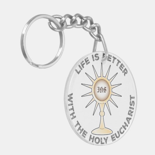 Het leven is beter met de Heilige Eucharistie Sleutelhanger (Voorkant Links)