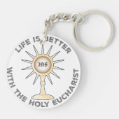 Het leven is beter met de Heilige Eucharistie Sleutelhanger (Achterkant)