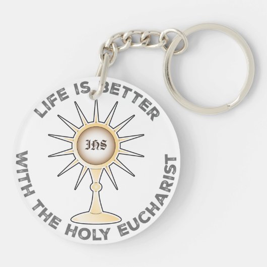 Het leven is beter met de Heilige Eucharistie Sleutelhanger (Achterkant)