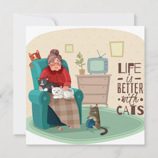 Het leven is beter met de Kaart van de Kattenvakan (Voorkant)