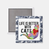 Het leven is beter met de waterverf van katten magneet (Voorkant / Achterkant)