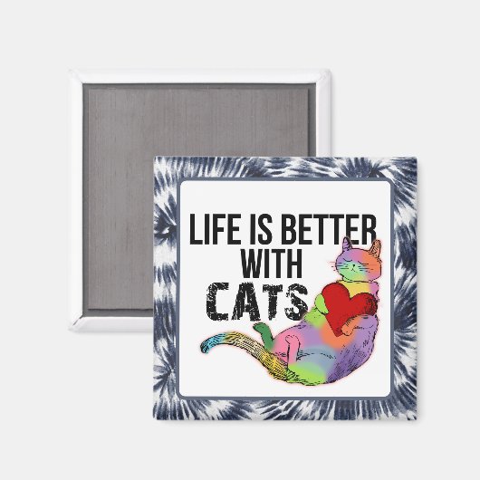 Het leven is beter met de waterverf van katten magneet (Voorkant / Achterkant)