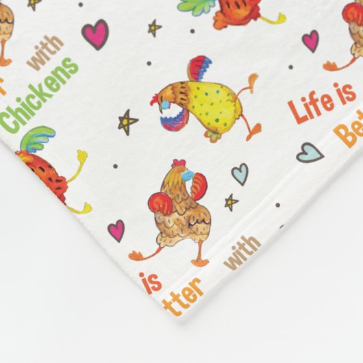 Het leven is beter met de Waterverf van kippen Kun Fleece Deken (Hoek)