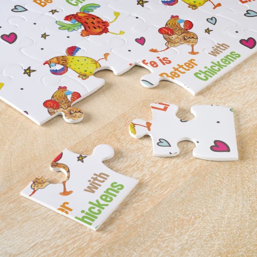 Het leven is beter met de Waterverf van kippen Kun Legpuzzel (Zijkant)