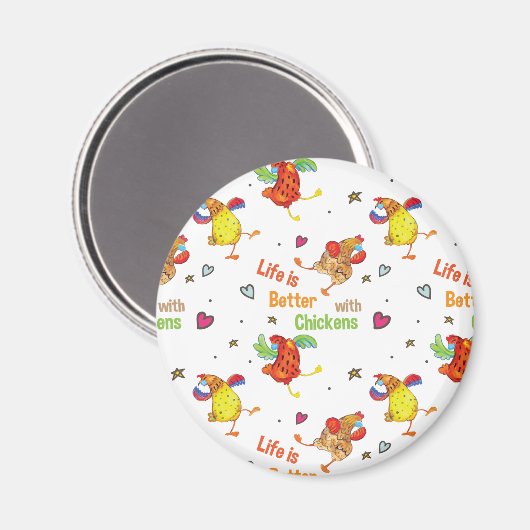 Het leven is beter met de Waterverf van kippen Kun Magneet (Voorkant / Achterkant)