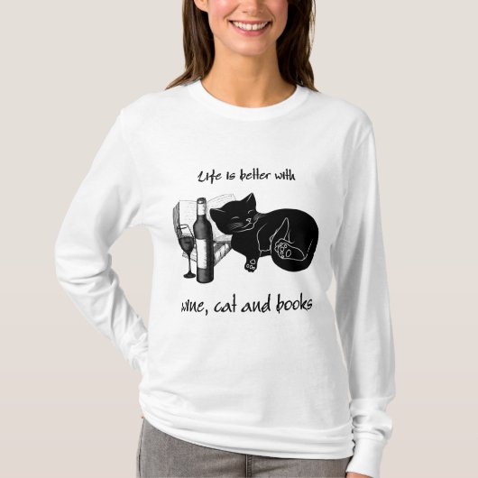 HET LEVEN IS BETER MET DE WINKAT EN BOEKEN T-SHIRT (Voorkant)