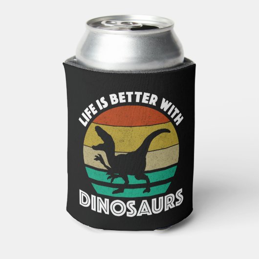 Het leven is beter met dinosaurussen blikjeskoeler (Blikje Achterkant)