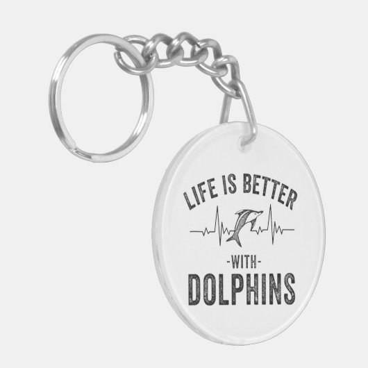 Het leven is beter met dolfijnen koele hartslag li sleutelhanger (Voorkant Links)