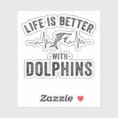 Het leven is beter met dolfijnen koele hartslag li sticker (Vel)