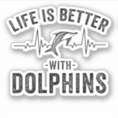 Het leven is beter met dolfijnen koele hartslag li sticker (Voorkant)