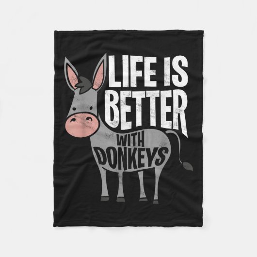 Het leven is beter met Donkeys - Funny Donkey Fleece Deken (Voorkant)
