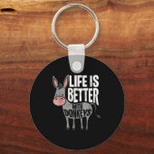 Het leven is beter met Donkeys - Funny Donkey Sleutelhanger (Voorkant)