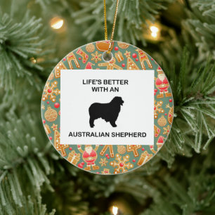 het leven is beter met een australian shepherd keramisch ornament