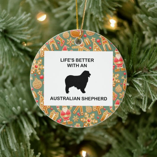 het leven is beter met een australian shepherd keramisch ornament (Boom)