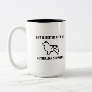 Het leven is beter met een australische herder tweekleurige koffiemok