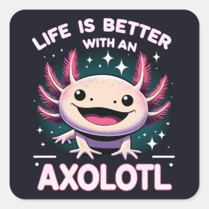 Het leven is beter met een Axolotl, Kinder Axolotl Vierkante Sticker