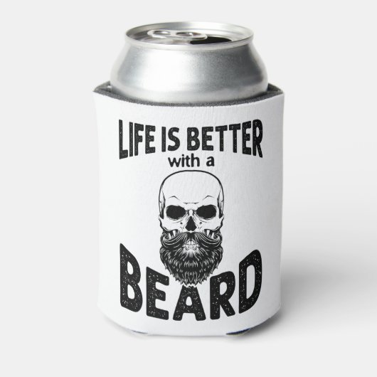 Het leven is beter met een baard schedel met baard blikjeskoeler (Blikje Achterkant)