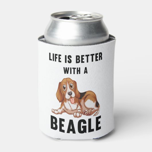 Het leven is beter met een Beagle Blikjeskoeler (Blikje Voorkant)