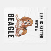 Het leven is beter met een Beagle Fleece Deken (Voorkant (Horizontaal))