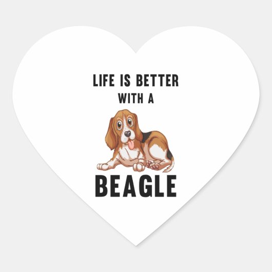 Het leven is beter met een Beagle Hart Sticker (Voorkant)