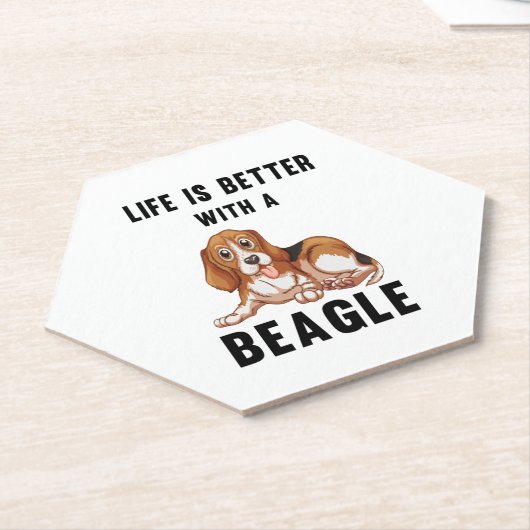 Het leven is beter met een Beagle Kartonnen Onderzetters (Schuin)