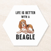 Het leven is beter met een Beagle Kartonnen Onderzetters (Voorkant)