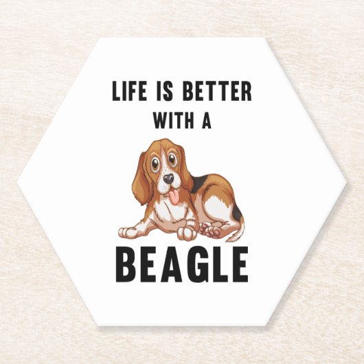 Het leven is beter met een Beagle Kartonnen Onderzetters (Voorkant)
