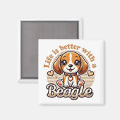 Het leven is beter met een Beagle - Schattigee Bea Magneet (Voorkant / Achterkant)