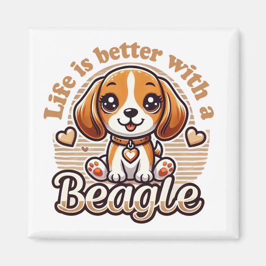 Het leven is beter met een Beagle - Schattigee Bea Magneet (Voorkant)