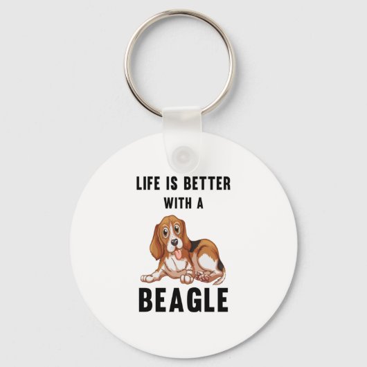 Het leven is beter met een Beagle Sleutelhanger (Voorkant)