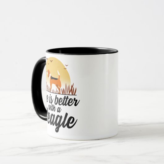 Het leven is beter met een Beagle Sunset Design Mok (Voorkant links)