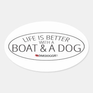 Het leven is beter met een boeg en een hond. ovale sticker