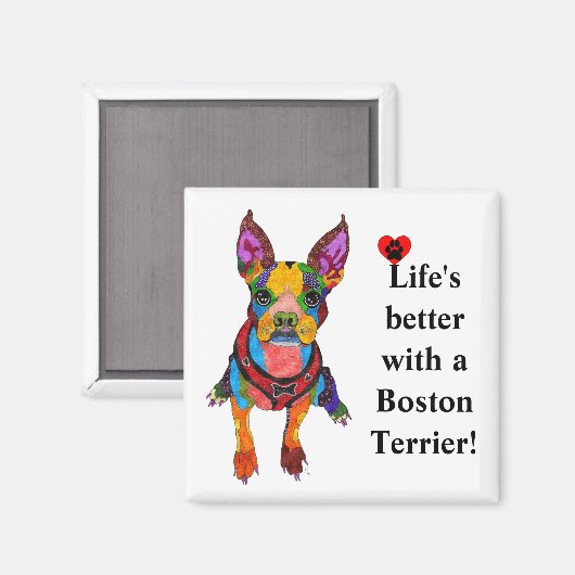 Het leven is beter met een Boston Terrier Magnet (Voorkant / Achterkant)