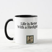 "Het leven is beter met een brandweerlichter" Choc Mok (Links)