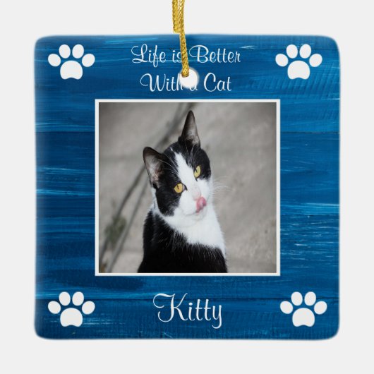 Het leven is beter met een Cat Ceramic Ornament (Voorkant)