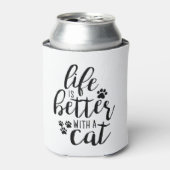 Het leven is beter met een Cat Cute Cat Caps Aesth Blikjeskoeler (Blikje Voorkant)