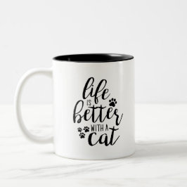 Het leven is beter met een Cat Cute Cat Caps Aesth Tweekleurige Koffiemok