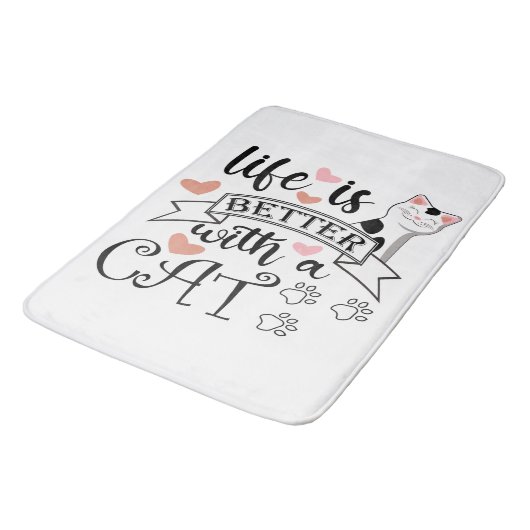 Het leven is beter met een Cat quote slogan Badmat (Gekanteld)