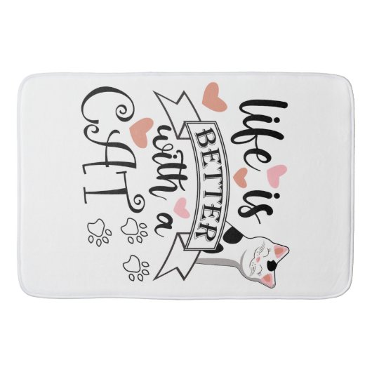 Het leven is beter met een Cat quote slogan Badmat (Voorkant)