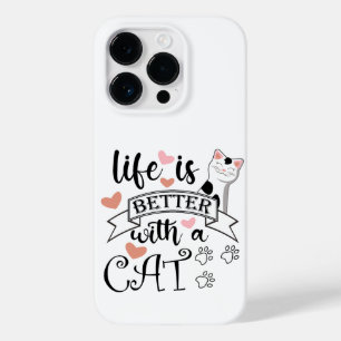 Het leven is beter met een Cat quote slogan Case-Mate iPhone 14 Pro Hoesje