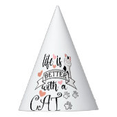 Het leven is beter met een Cat quote slogan Feesthoedjes (Voorkant)